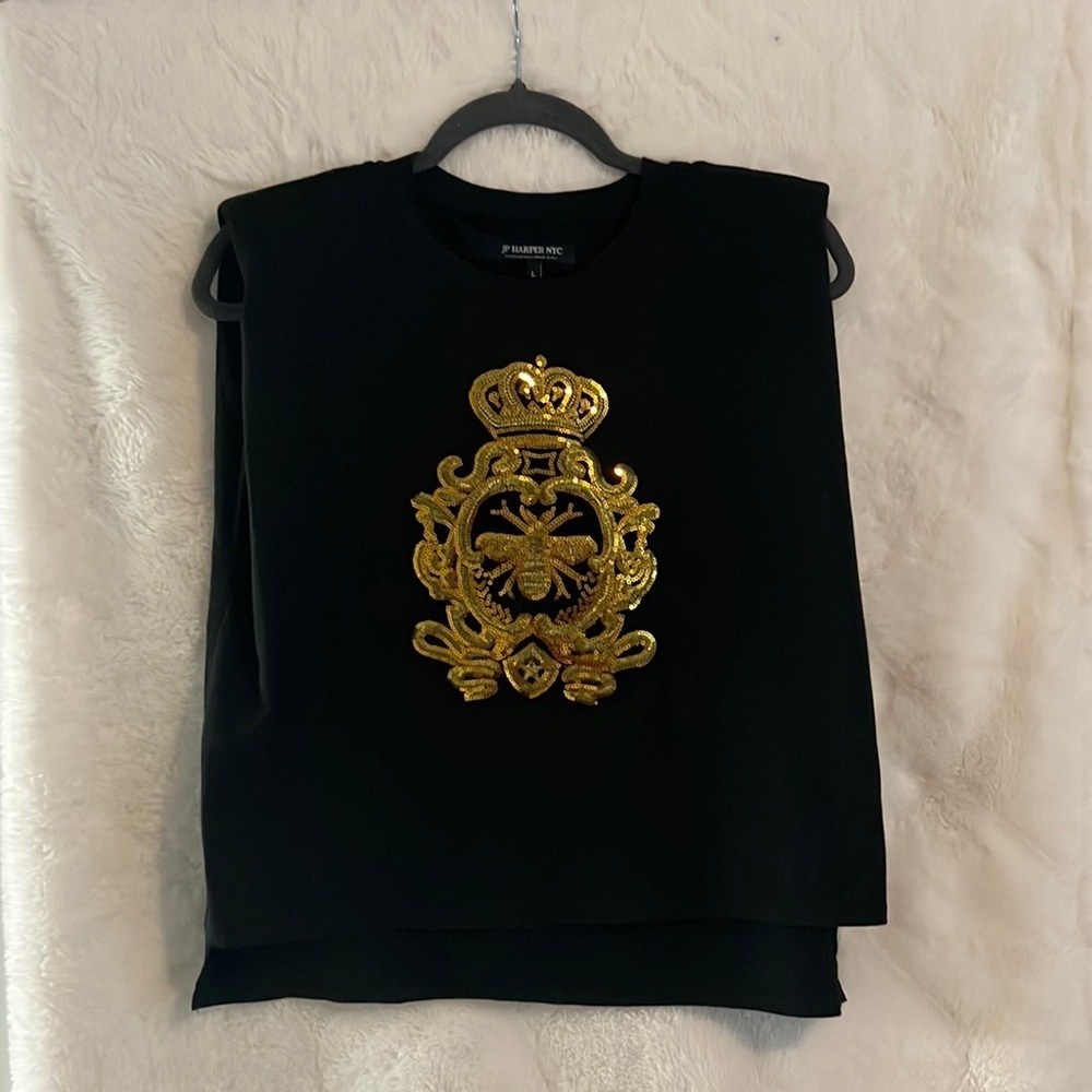 NWOT JP Harper NYC Padded Shoulder Top Size L